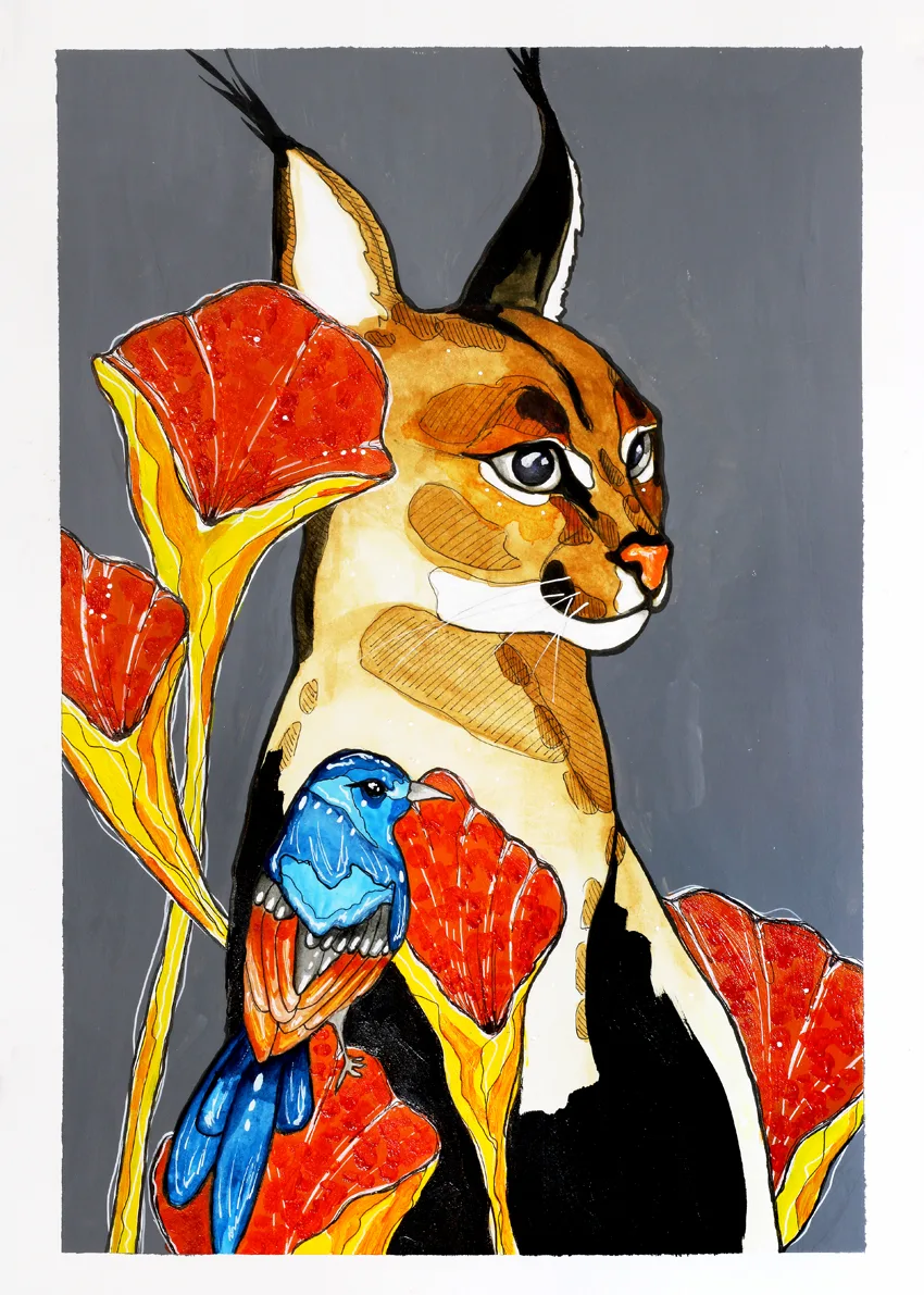 Caracal Cat painting