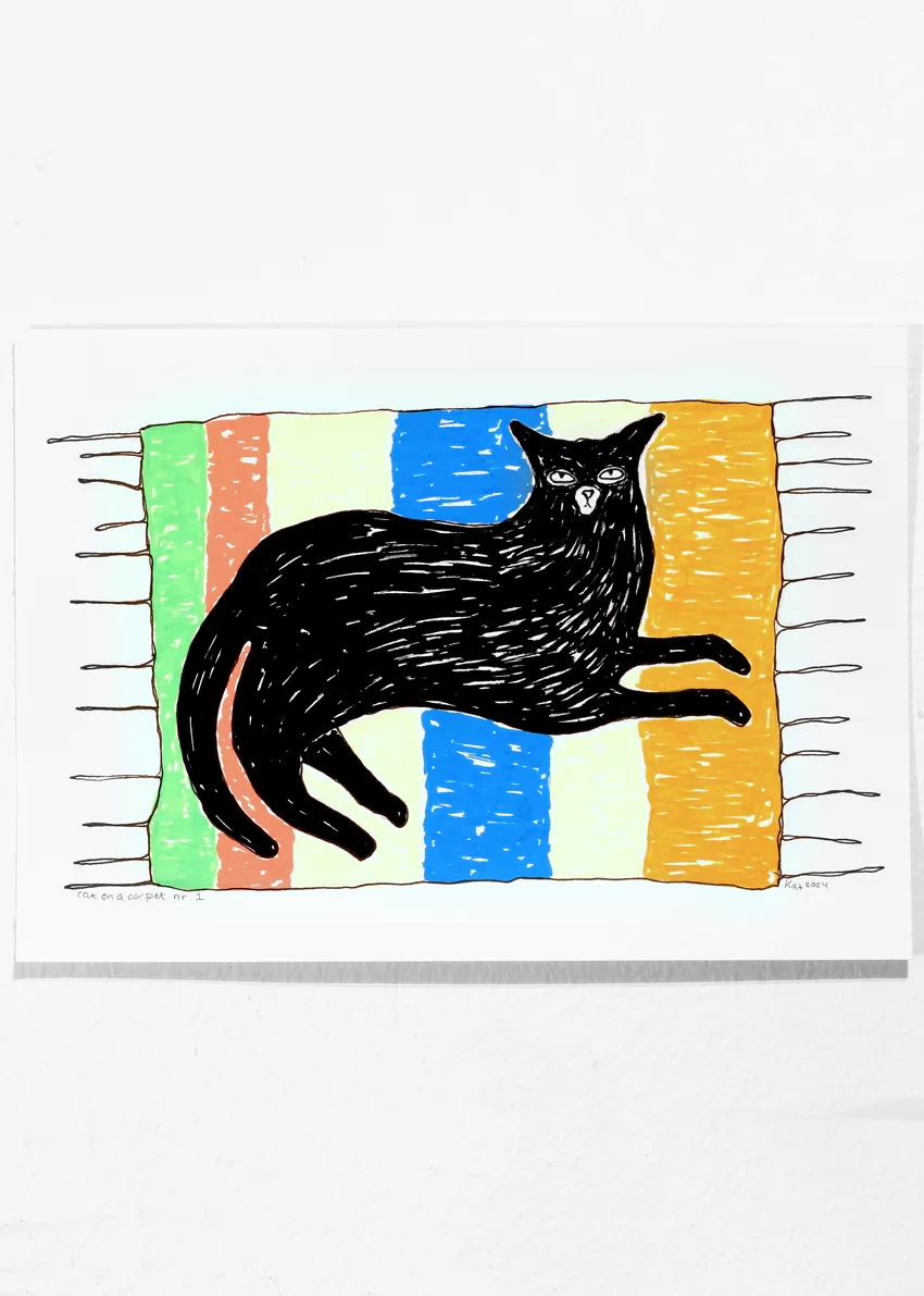 Cat on carpet illustration