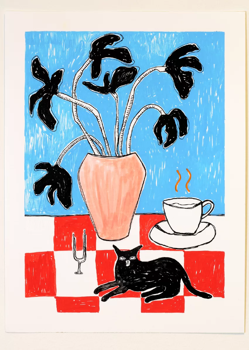 Tuesday evening cat illustration