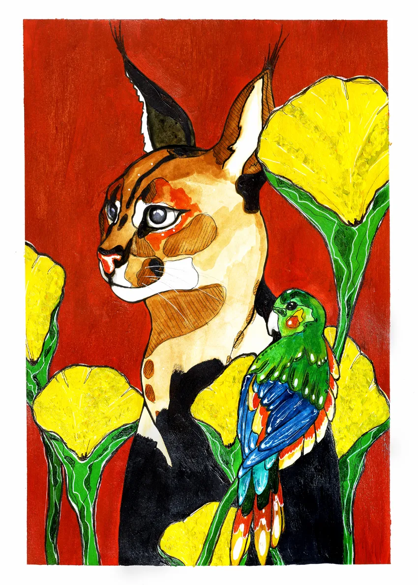 Caracal Cat painting
