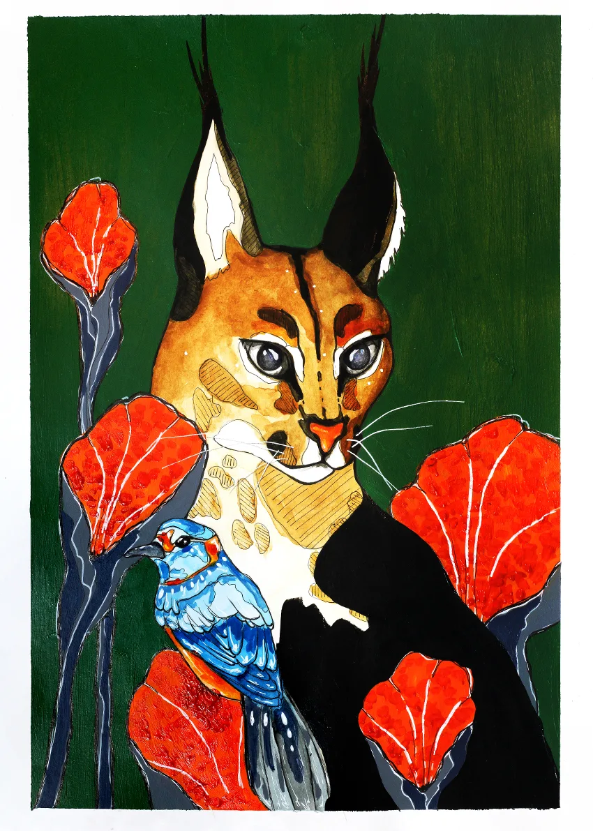 Caracal Cat painting