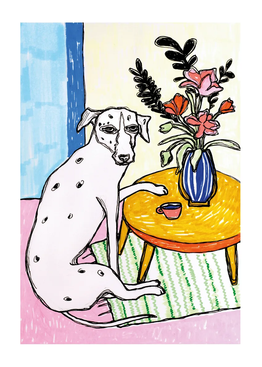 saturday morgning coffee dog art print