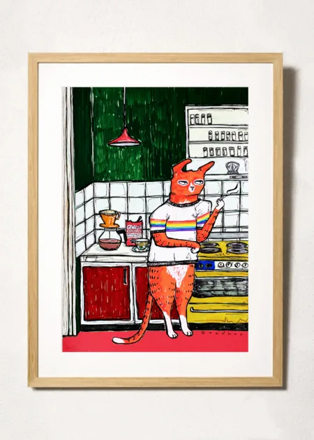 Coffee Time, 1977 cat illustration