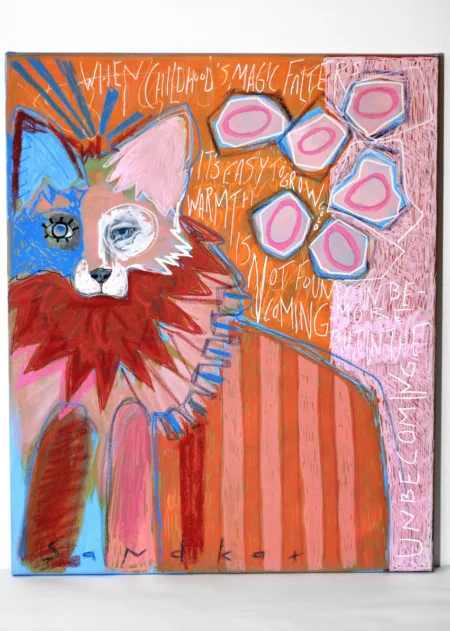 unbecoming fox mixed media painting