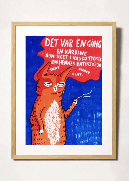 batikkärring katt illustration