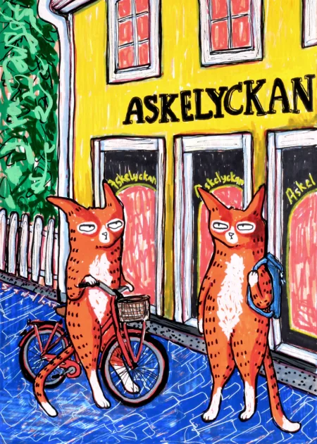 cafekultur askelyckan katt illustration