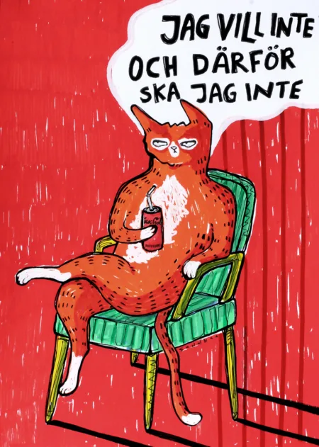 jag vill inte katt illustration